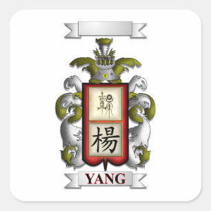 Adesivo Quadrado Sobrenome Yang e Escudo