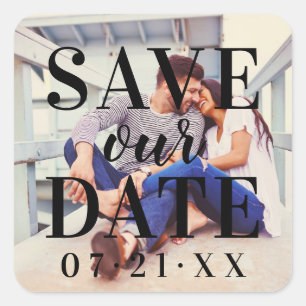 Adesivo Quadrado Sobreposição de Foto Preta e Ousada para Casamento