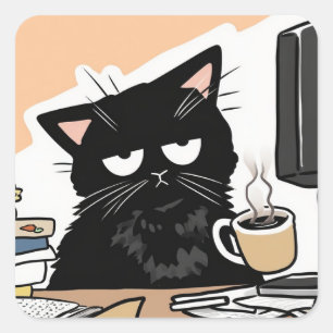 Adesivo Quadrado Sobretrabalhado e sobrecafeinado