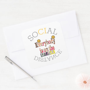 Adesivo Quadrado Sobreviveremos à COVID-19: Uma mensagem de resistê