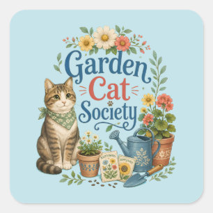 Adesivo Quadrado Sociedade do Gato de Jardim Florais Cottagecore