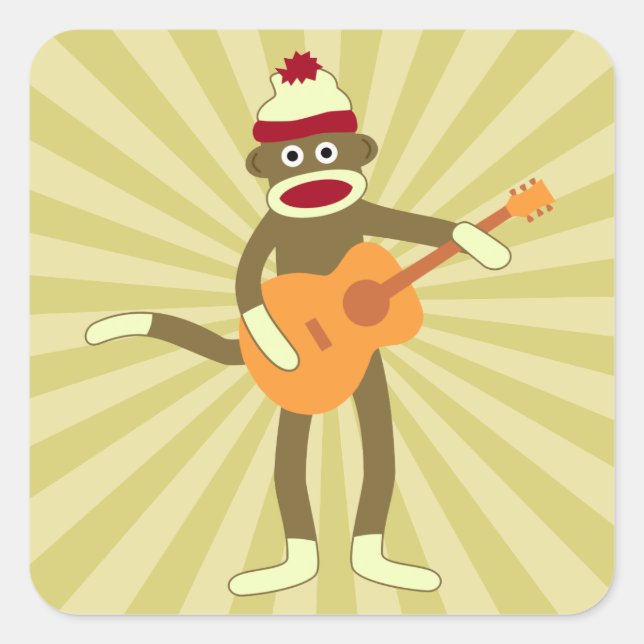 Adesivo Quadrado Sock Monkey - Violão Acústico (Frente)