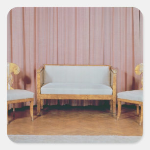 Adesivo Quadrado Sofa e duas cadeiras, passarinho Karelian, 1810-20