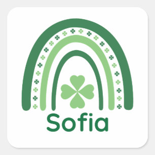 Adesivo Quadrado Sofia Nome Clover Boho Arco-íris