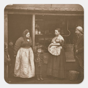 Adesivo Quadrado Sofredores da inundação, 'da vida de rua em Lon