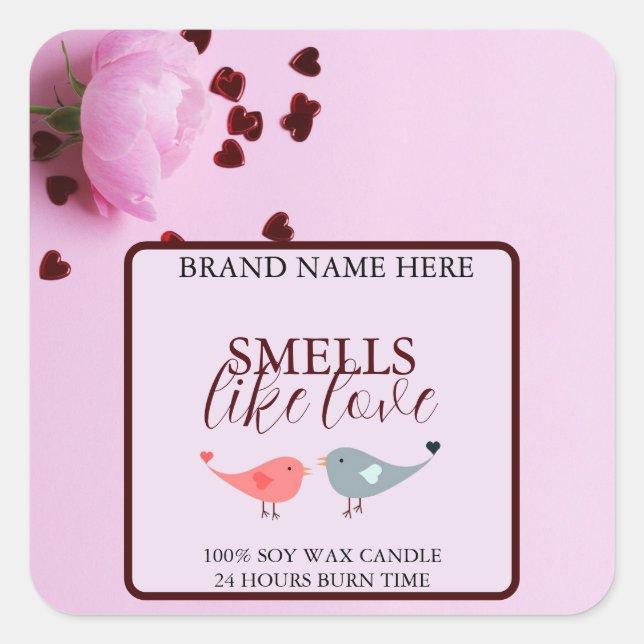 Adesivo Quadrado Soft Pastel Love Candle Labels Perfect for Romance (Frente)