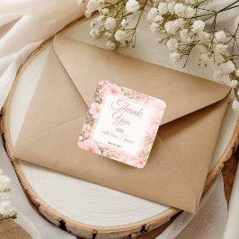 Adesivo Quadrado Soft Pink Garden Bloom Thank You