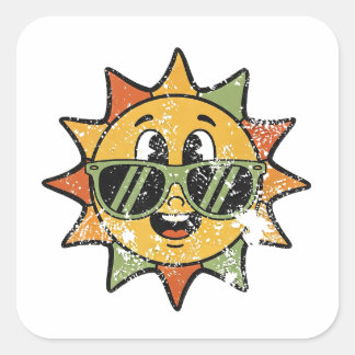 Adesivo Quadrado Sol Fofo Retrô
