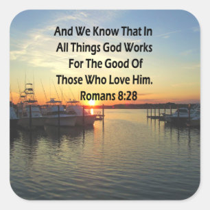 ADESIVO QUADRADO SOL NO LAGO ROMANS 8:28 SCRIPTURE