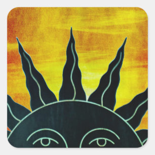 Adesivo Quadrado Sol sorridente