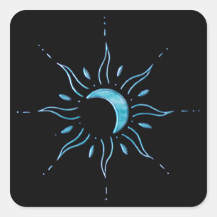 Adesivo Quadrado Sol Turquesa