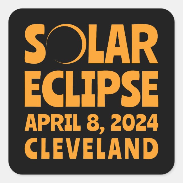 Adesivo Quadrado Solar Eclipse 2024 Cleveland Ohio (Frente)