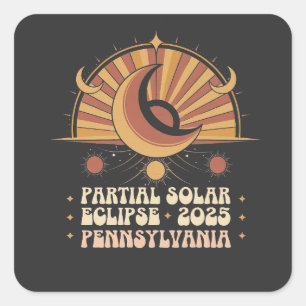 Adesivo Quadrado Solar Eclipse Parcial Pensilvânia 2025