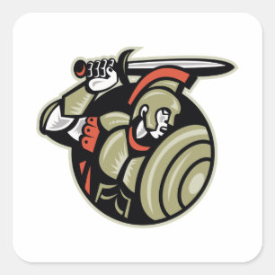 Adesivo Quadrado Soldado romano do Centurion com espada e protetor