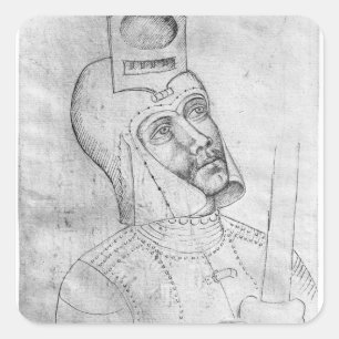 Adesivo Quadrado Soldado vestindo um capacete visitado