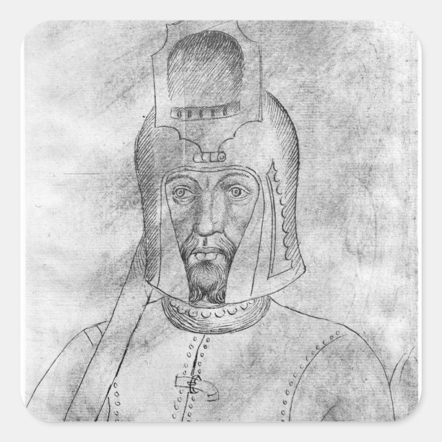 Adesivo Quadrado Soldado vestindo um capacete visitado (Frente)