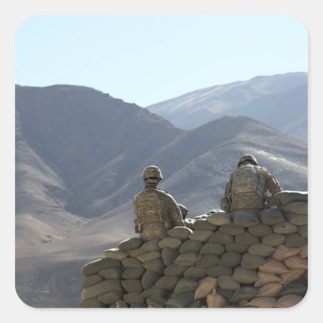 Adesivo Quadrado soldados comandam equipamento comunicação (Frente)