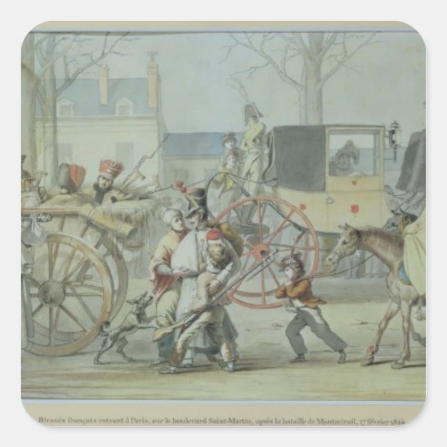 Adesivo Quadrado Soldados franceses feridos entrando em Paris (Frente)