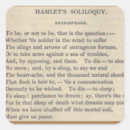 Adesivo Quadrado Soliloquia de Hamlet - Ser ou não ser