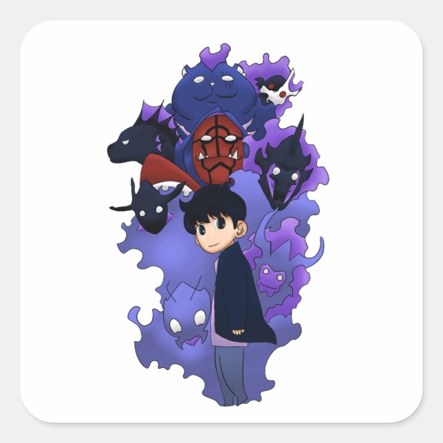 Adesivo Quadrado Solo leveling inspired chibi (Frente)