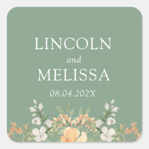 Adesivo Quadrado Solo, Pêssego e Casamento Floral Branco