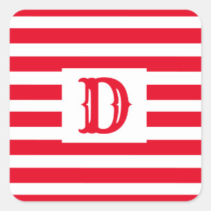 Adesivo Quadrado Solteiro Design com faixa branca, vermelho e branc