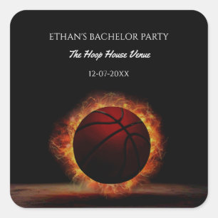 Adesivo Quadrado Solteiro/Esporte Festa de aniversário de Basquete
