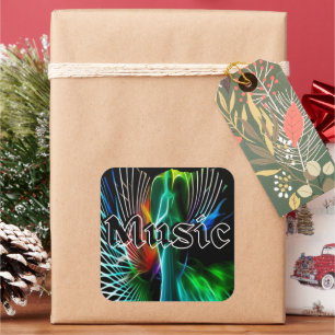 Adesivo Quadrado Som musical russo