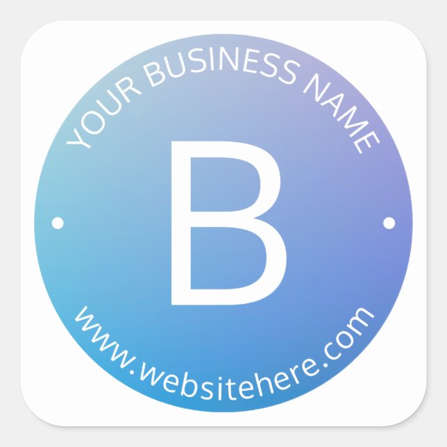 Adesivo Quadrado Sombreado Azul e Roxo com Texto Editável (Frente)