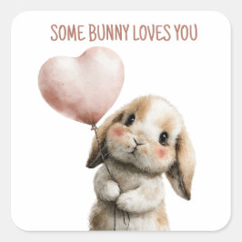Adesivo Quadrado Some Bunny Loves You with Heart Balloon