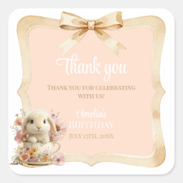 Adesivo Quadrado Somebunny is Turning One Favor Stickers