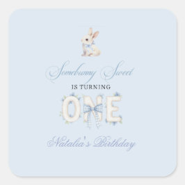 Adesivo Quadrado Somebunny Sweet 1st Birthday Spring Floral Invitat