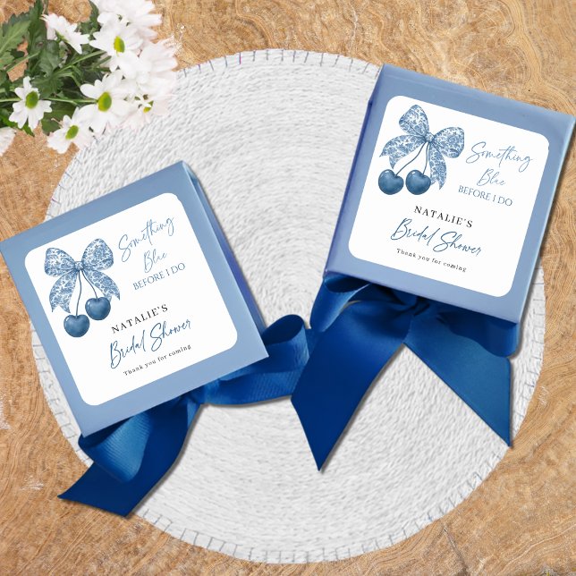 Adesivo Quadrado Something Blue Before I Do Bridal Shower Stickers (Criador carregado)