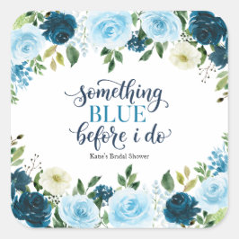 Adesivo Quadrado Something Blue Before I Do Navy Floral Bridal Show
