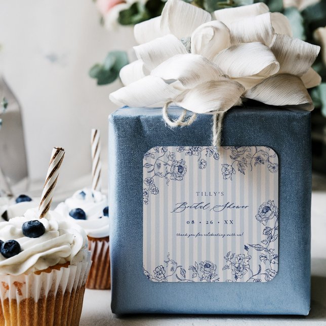 Adesivo Quadrado Something Blue Favor Stickers Bridal Shower Labels (Criador carregado)