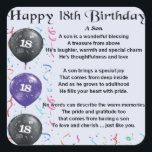 Adesivo Quadrado Son Poem 18th Birthday Design<br><div class="desc">Um presente de excelente para um filho no seu aniversário de 18 anos</div>