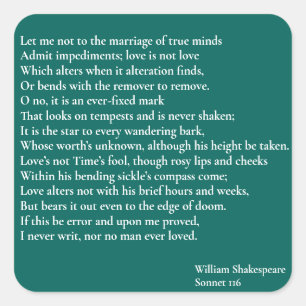 Adesivo Quadrado Soneto 116Let mim não ao casamento de mentes