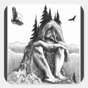 Adesivo Quadrado Sonho com trabalhos de arte do esboço de Eagles