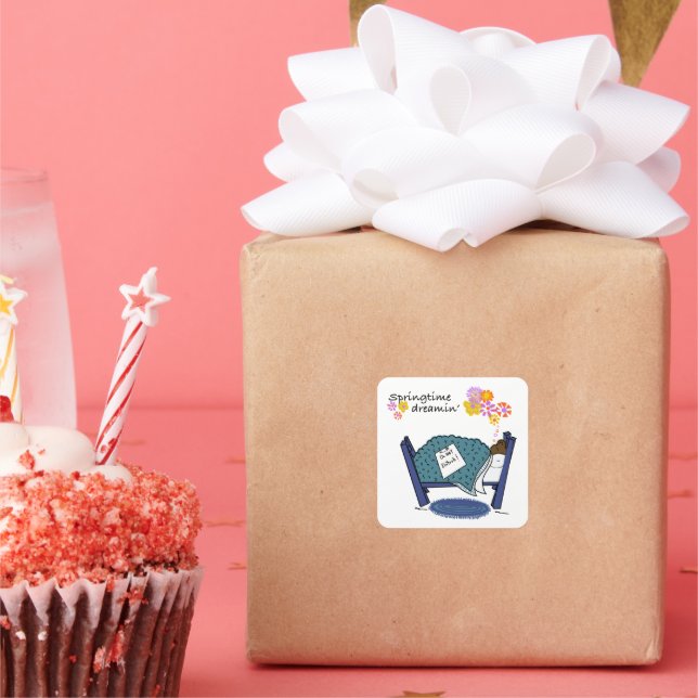 Adesivo Quadrado Sonho de granizo dormindo em Primavera (Festa)