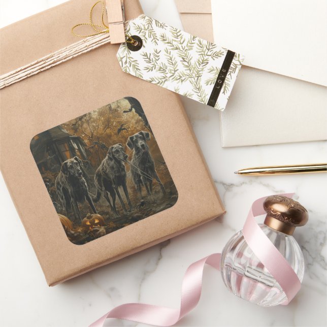 Adesivo Quadrado Sonho Noturno de Halloween no Afeganistão (Presentear)