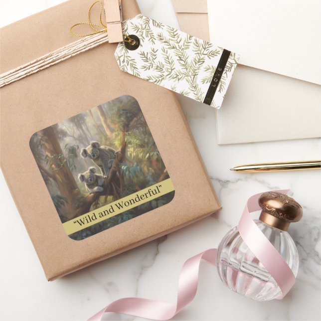 Adesivo Quadrado Sonhos de Floresta Koala, personalizados (Presentear)
