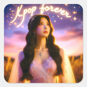 Adesivo Quadrado Sonhos e Estrelas: Celebrando o Pop do K para semp