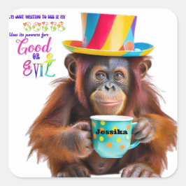 Adesivo Quadrado Sopro Engraçado Lover Personalizado Orangutan