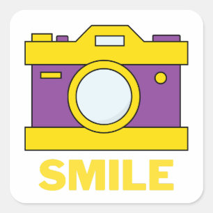Adesivo Quadrado sorria para uma foto grátis