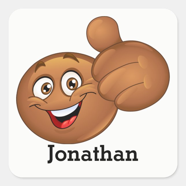 Adesivo Quadrado Sorria polegares para cima (Frente)