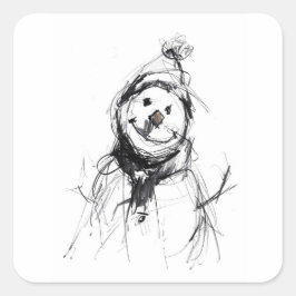 Adesivo Quadrado Sorrindo Feliz Snowman