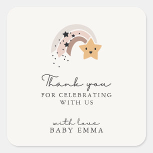 Adesivo Quadrado Sorrindo Tiro Estrela Obrigado Sticker