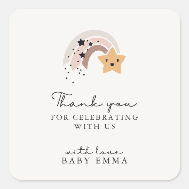 Adesivo Quadrado Sorrindo Tiro Estrela Obrigado Sticker (Frente)