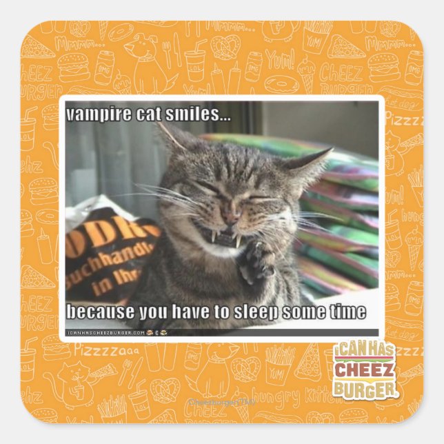 Adesivo Quadrado sorrisos vampiros de gato (Frente)