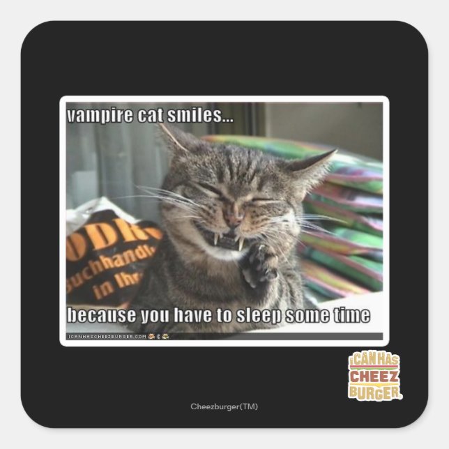 Adesivo Quadrado sorrisos vampiros de gato (Frente)